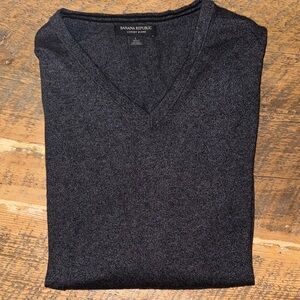 Banana Republic Men's Charcoal Cashmere Blend V-Neck Sweater